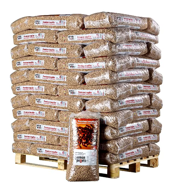 🔥 German Pellets – Palette mit 72 Säcken à 15 kg (1.080 kg)